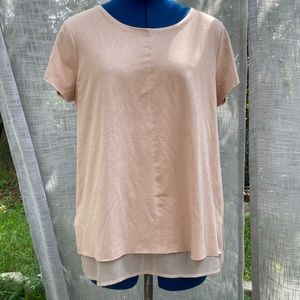 Crosby pale pink faux suede flowy layered blouse